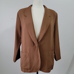 Women Requirements Brown Blazer Size 14 1 Button Lightweight Church Wedding Work